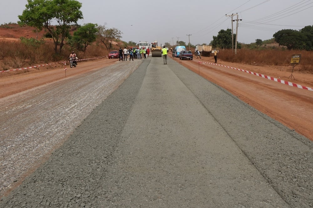 The Permanent Secretary, FMW&amp;H, Babangida Hussaini represented by Engr. Funso Adebiyi, Director Highway Construction and Rehabilitation Department, Federal Controller, Niger State, Engr. I.F. Umeh, representative of Messrs. Salini Nigeria Limited inspecting the Dualization of Suleja-Minna Road, Phase II, (KM 40+000-KM 101+000) Contract No. 6267 in Niger State on the 24th March, 2021.
