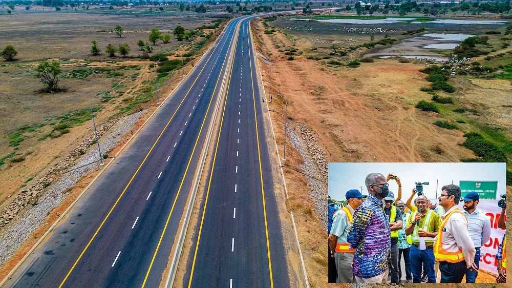 AÂ viewÂ of the Completed Loko -OwetoÂ BridgeÂ across the River Â Benue in Nasarawa and Benue States onÂ Tuesday, 4th April Â 2023.INSET:Â Hon.Minister of Works and Housing, Mr Babatunde Fashola,SAN (left), Director Highways,Â North Central Zone,Â Engr. Bola Aganaba (2nd left), Federal Controller of Works, Nasarawa State, Engr. Idah Daikwo (2nd right) and Technical Manager, Gitto Construzioni General Nigeria Ltd, Engr. Ravi Sankar and others during the inspection of Section II of Nasarawa- Loko Road and the Loko - Oweto Bridge across the River Benue in Nasarawa and Benue States on Tuesday, 4th AprilÂ Â 2023