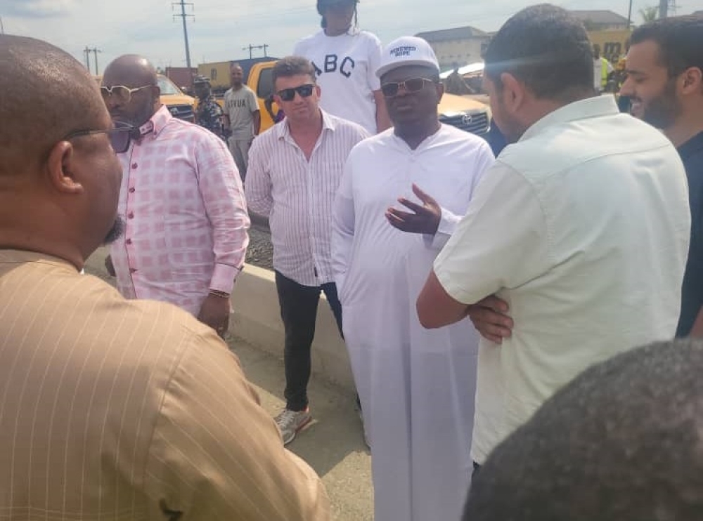 Honourable Minister of Works. His Excellency, Sen. Engr Nweze David Umahi CON during his inspection visit to the rehabilitation work at Enugu- Port Harcourt dual carriageway section 4( Aba-PH) executed by China Civil Engineering Construction Corporation Ltd (CCECC)