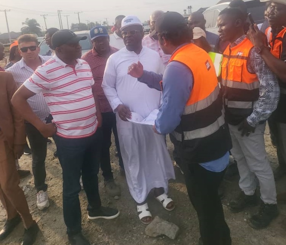 Honourable Minister of Works. His Excellency, Sen. Engr Nweze David Umahi CON during his inspection visit to the rehabilitation work at Enugu- Port Harcourt dual carriageway section 4( Aba-PH) executed by China Civil Engineering Construction Corporation Ltd (CCECC)